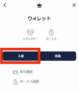 リリベットの入金方法